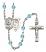 Saint Sebastian and Baseball Rosary with Aqua Beads