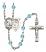 Saint Sebastian and Football Rosary with Aqua Beads