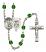 Guardian Angel and Navy Rosary with Emerald Beads