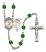 Saint Sebastian and Football Rosary with Emerald Beads