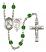 Saint Sebastian and Ice Hockey Rosary with Emerald Beads