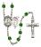 Saint Sebastian and Skiing Rosary with Emerald Beads