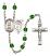 Saint Sebastian and Lacrosse Rosary with Emerald Beads