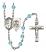 Saint Brendan The Navigator and Navy Rosary with Aqua Beads