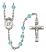 Saint Edward the Confessor Engravable Rosary with Aqua Beads