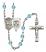 Saint George and Navy Rosary with Aqua Beads