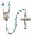 Saint Gerard Majella Engravable Rosary with Aqua Beads