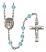 San Judas Engravable Rosary with Aqua Beads