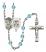 Saint Michael and Navy Rosary with Aqua Beads