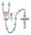 Saint Christopher and Cheerleading Rosary with Aqua Beads