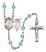 Saint Sebastian and Basketball Rosary with Aqua Beads