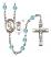 Saint Christopher and Rugby Rosary with Aqua Beads