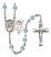 Saint Sebastian and Motorcycle Rosary with Aqua Beads