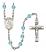 Saint Angela Merici Engravable Rosary with Aqua Beads