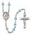 Saint Thomas of Villanova Engravable Rosary with Aqua Beads