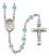 Saint Olivia Engravable Rosary with Aqua Beads