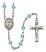 Corazon Inmaculado de Maria Engravable Rosary with Aqua Beads