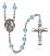 Our Lady of Assumption Engravable Rosary with Aqua Beads