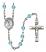 Saint Mary Magdalene of Canossa Engravable Rosary with Aqua Beads