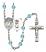 Saint Christopher and Lacrosse Rosary with Aqua Beads