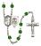 Saint Brendan The Navigator and Navy Rosary with Emerald Beads