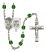 Saint Michael and Navy Rosary with Emerald Beads