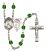 Saint Sebastian and Baseball Rosary with Emerald Beads