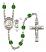 Saint Christopher and Skiing Rosary with Emerald Beads