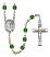 Guardian Angel with Children Engravable Rosary with Emerald Beads