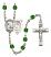 Saint Sebastian and Football Rosary with Emerald Beads