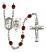 Saint Brendan The Navigator and Navy Rosary with Garnet Beads