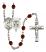 Saint Christopher and Navy Rosary with Garnet Beads