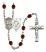 Saint George and Paratrooper Rosary with Garnet Beads