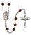 Saint Isidore of Seville Engravable Rosary with Garnet Beads