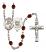 Saint Joan of Arc and Coast Guard Rosary with Garnet Beads