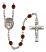 San Judas Engravable Rosary with Garnet Beads