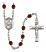 Saint Kateri Tekakwitha Engravable Rosary with Garnet Beads