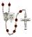 Saint Michael and Navy Rosary with Garnet Beads