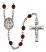 Virgen Milagrosa Engravable Rosary with Garnet Beads