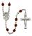 Angel de la Guardia Engravable Rosary with Garnet Beads