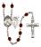 Saint Sebastian and Baseball Rosary with Garnet Beads