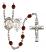 Saint Sebastian and Basketball Rosary with Garnet Beads