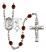 Saint Rita and Baseball Rosary with Garnet Beads