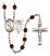 Saint Sebastian and Rugby Rosary with Garnet Beads