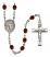 San Martin Caballero Engravable Rosary with Garnet Beads