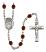 Holy Family Engravable Rosary with Garnet Beads