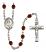 Saint Bede the Venerable Engravable Rosary with Garnet Beads