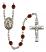 Saint Raymond of Penafort Engravable Rosary with Garnet Beads