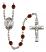 Saint Drogo Engravable Rosary with Garnet Beads