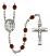 Guardian Angel with Children Engravable Rosary with Garnet Beads